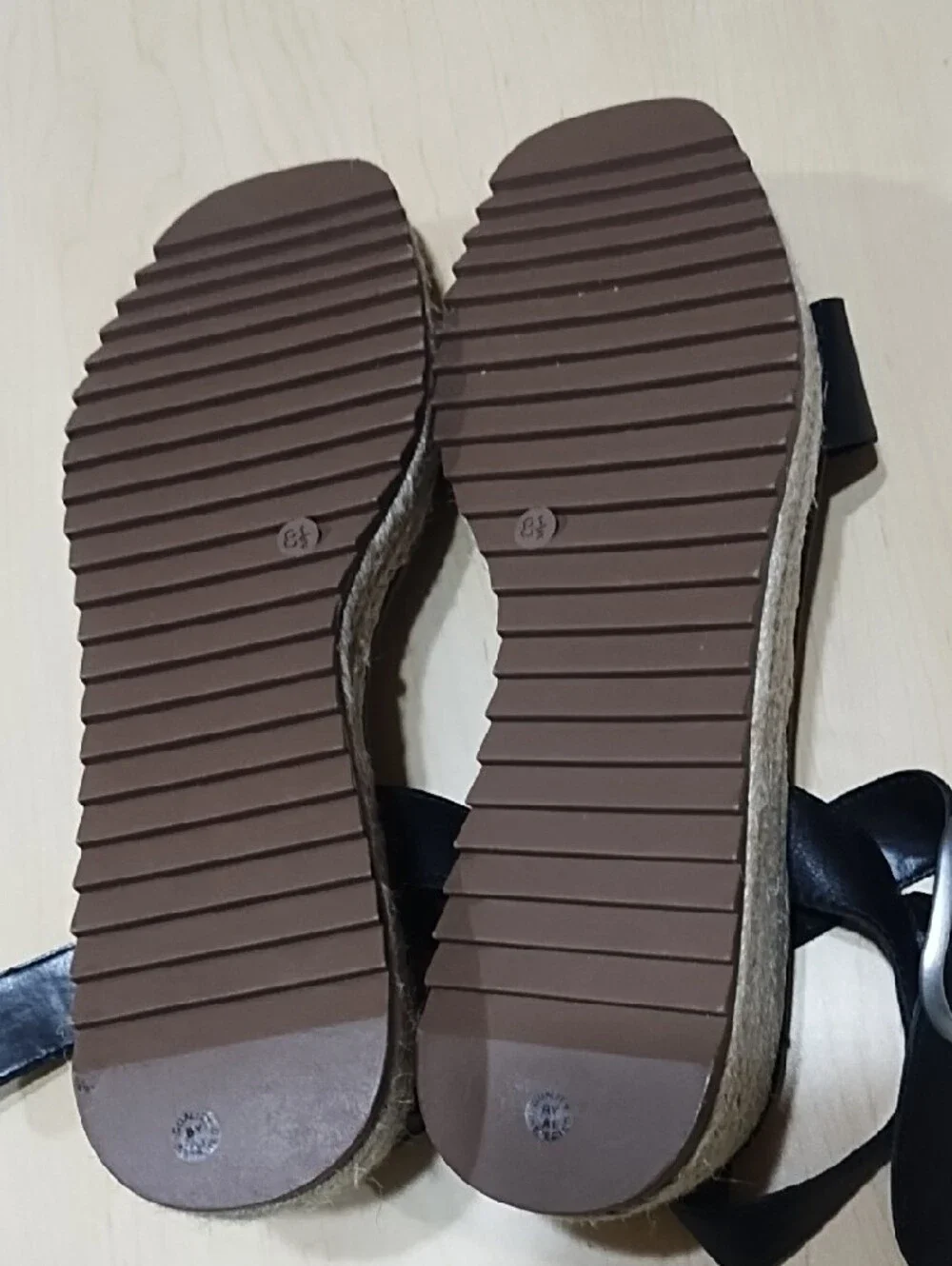a.n.a Black Strappy Wedge Sandals with Silver Buckle Like New Size 8.5.